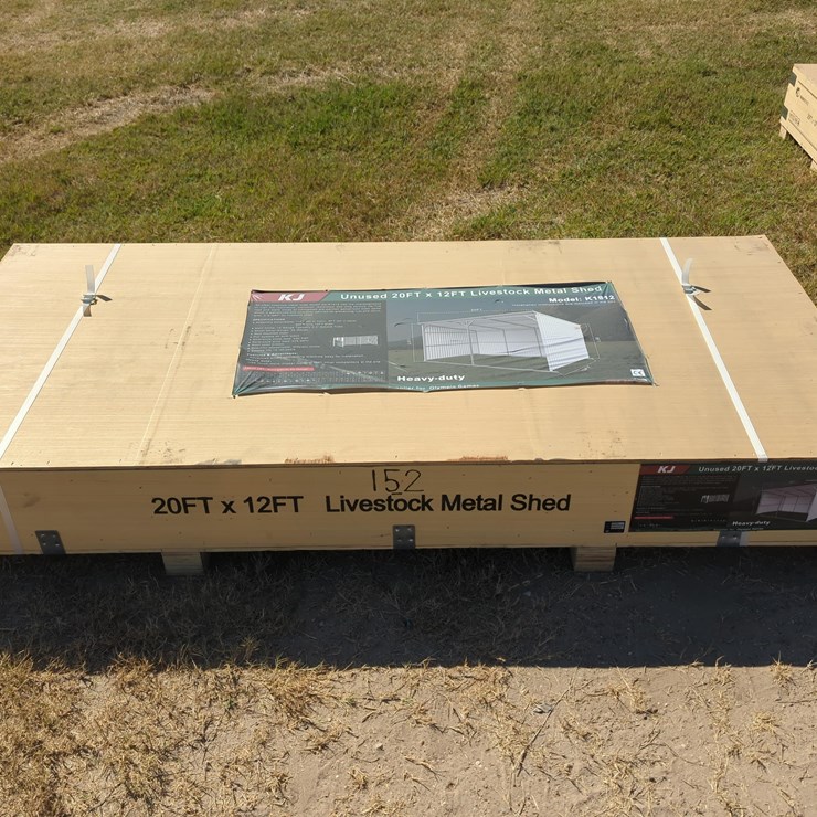 NEW ALLMETAL K1912 20FT. X 12FT. METAL LIVESTOCK SHED NEW SUPPORT EQUIPMENT