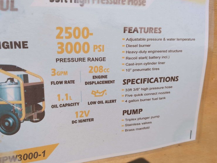 agt-industrial-3000-psi-hot-water-pressure-washer-w/-33ft-hose---6.5-hp-pr-pro-image-7