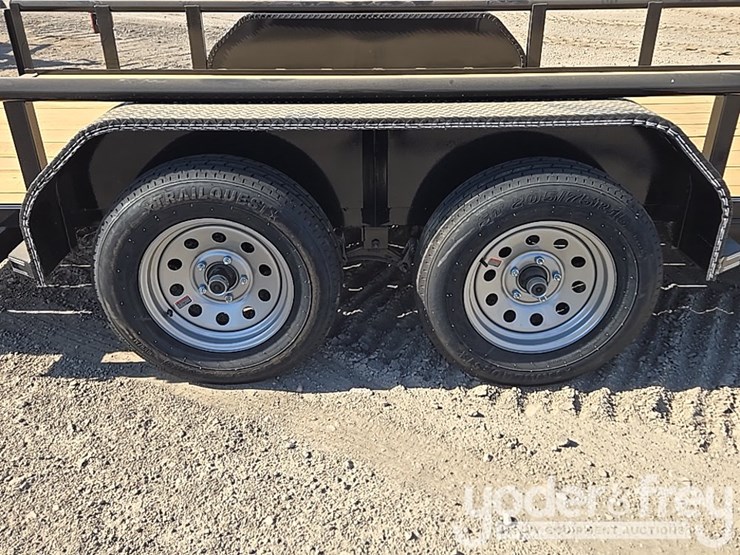 unused-double-a-trailers-tandem-axle-utility-trailer,-83-x-16-t/a-3500#-7000-gvwr.-2-3/8-pipe-top,-4"-wrap-tonuge,-2"-ram-coupler,-st205/77r15-on-5-hole-rim,-ramp-lip-tail-board-holder-image-15
