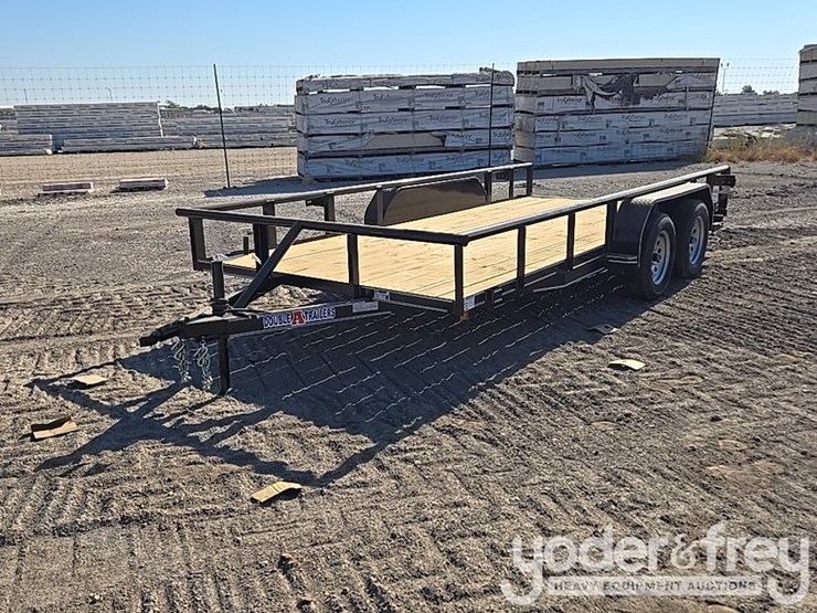 unused-double-a-trailers-tandem-axle-utility-trailer,-83-x-16-t/a-3500#-7000-gvwr.-2-3/8-pipe-top,-4"-wrap-tonuge,-2"-ram-coupler,-st205/77r15-on-5-hole-rim,-ramp-lip-tail-board-holder-image-1