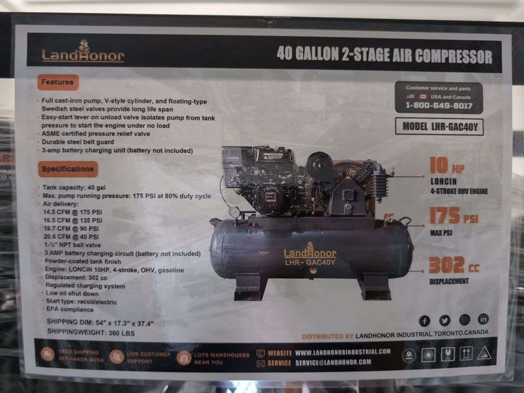landhonor-40-gallon-2-stage-air-compressor---10-hp---gac40y-image-2
