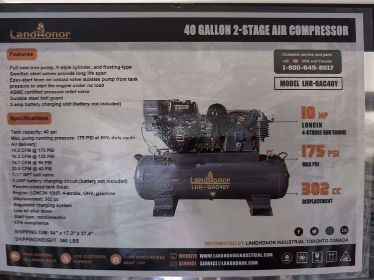 (1)-landhonor-40-gallon-2-stage-air-compressor---10-hp---gac40y-image-4