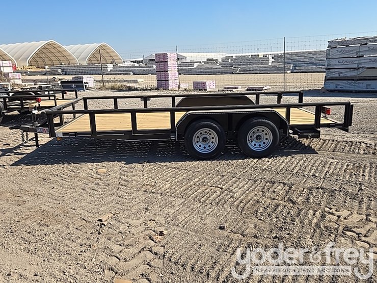 unused-double-a-trailers-tandem-axle-utility-trailer,-83-x-16-t/a-3500#-7000-gvwr.-2-3/8-pipe-top,-4"-wrap-tonuge,-2"-ram-coupler,-st205/77r15-on-5-hole-rim,-ramp-lip-tail-board-holder-image-2