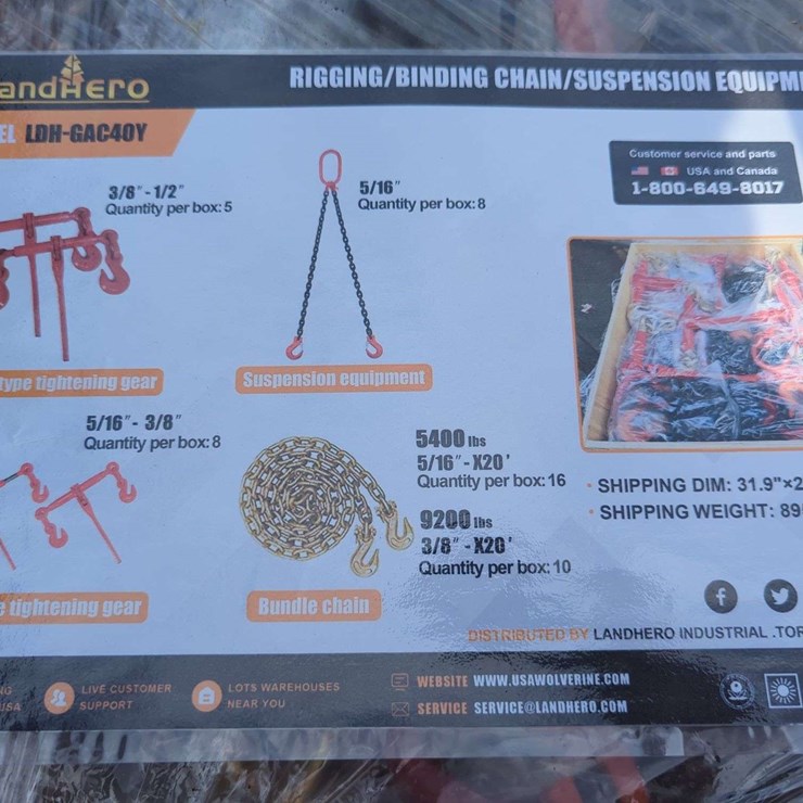 Crate Lot - Landhero Rigging/Binding chain/Suspension Equipment.