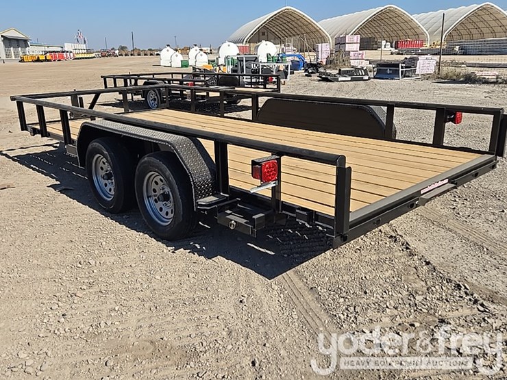 unused-double-a-trailers-tandem-axle-utility-trailer,-83-x-16-t/a-3500#-7000-gvwr.-2-3/8-pipe-top,-4"-wrap-tonuge,-2"-ram-coupler,-st205/77r15-on-5-hole-rim,-ramp-lip-tail-board-holder-image-3