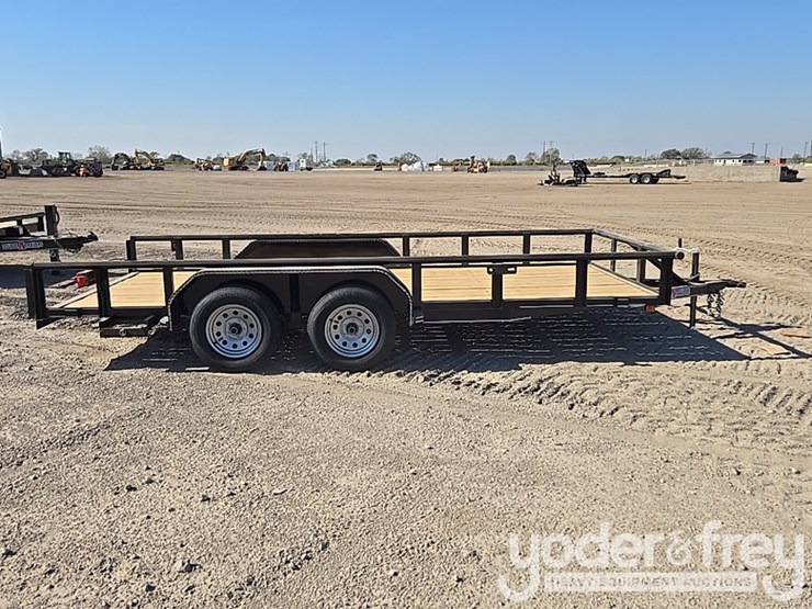 unused-double-a-trailers-tandem-axle-utility-trailer,-83-x-16-t/a-3500#-7000-gvwr.-2-3/8-pipe-top,-4"-wrap-tonuge,-2"-ram-coupler,-st205/77r15-on-5-hole-rim,-ramp-lip-tail-board-holder-image-6