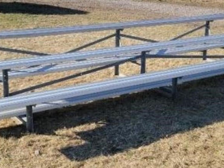 Aluminum 3 rise bleachers. 15' long 4' deep Lot 16, The Pumpkin Ranch Retirement Auction, 11
