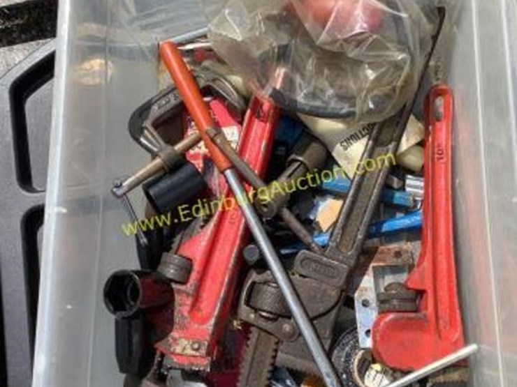 C1Bin of misc. sockets, pipe wrenches Lot 4350, Online Consignment