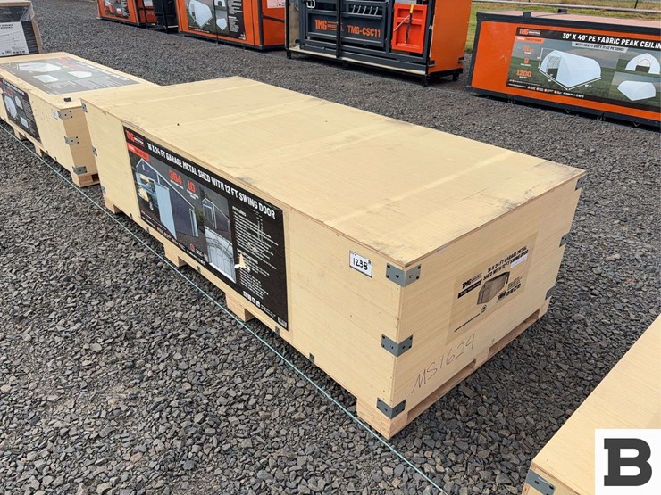 tmg-tmg-ms1624-16’-x-24’-garage-metal-shed-with-12’-swing-door-image-2