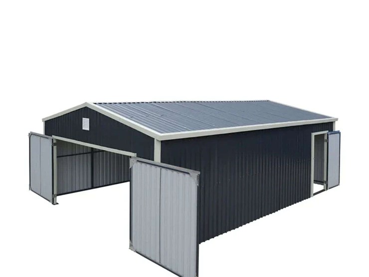 tmg-tmg-ms1624-16’-x-24’-garage-metal-shed-with-12’-swing-door-image-1