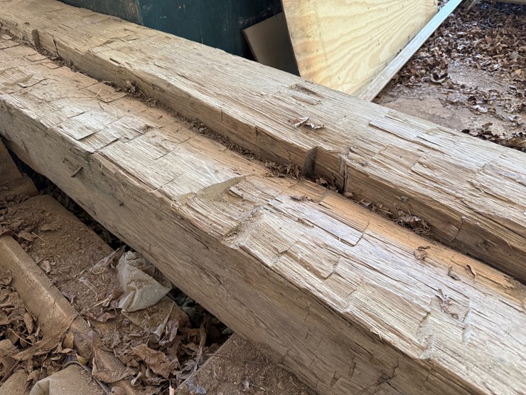 #55-•-#1010-•-(2)-32+-foot-hand-cut-heartpine-beams-image-8