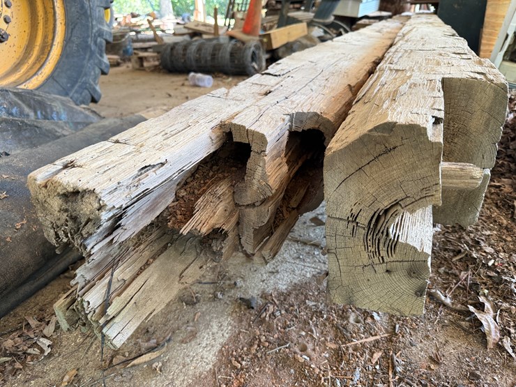 #55-•-#1010-•-(2)-32+-foot-hand-cut-heartpine-beams-image-2