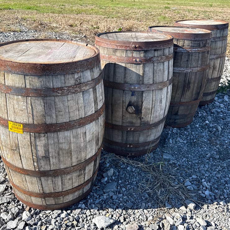#28238 • Lot of (4) Whiskey Barrels INV# 28238