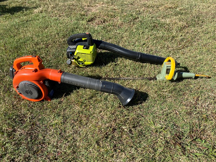 #96-•-#210-•-poulan-gas-powered-leaf-blower,-rockwell-corded-hedge-trimmer;-husgvarma-gas-powered-leaf-blower-image-1
