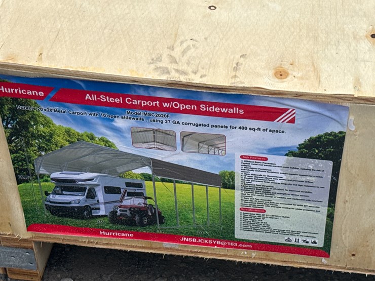 #28466-•-unused-hurricane-msc2020f-20'x20'-all-steel-carport-w/open-side-walls-image-6