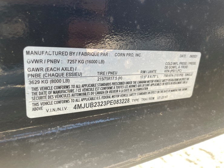 #1012-•-2022-corn-pro-tandem-axle-23'-tilt-deck-trailer,-(has-title)-image-12