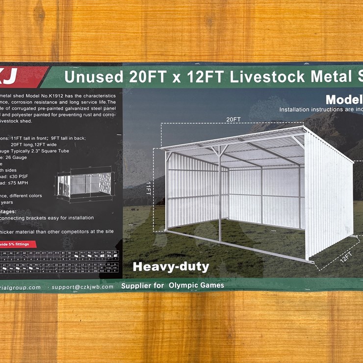 #6871 • 20ft X 12ft Livestock Metal Shed (New)