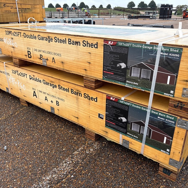 #6860 • 33ft X 25ft Double Garage Steel Barn Shed (New)