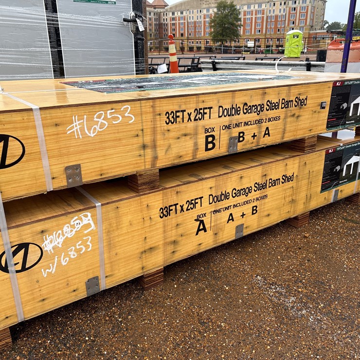 #6853 • 33ft X 25ft Double Garage Steel Barn Shed (New)