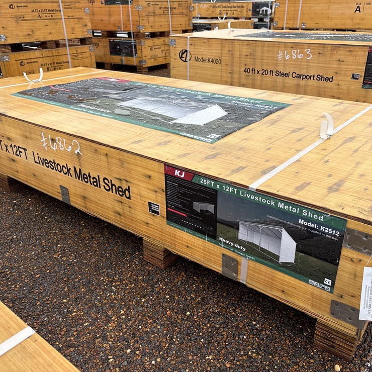 #6862 • 25ft X 12ft Livestock Metal Shed (New)