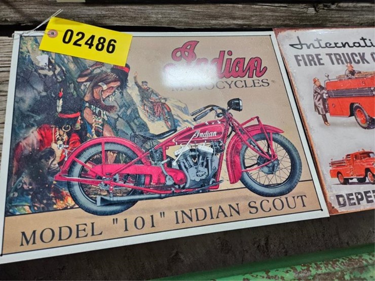 #2486-•-indian-motorcycle-&-ih-fire-truck-signs-image-2