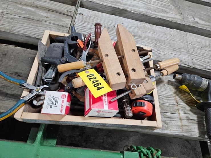 #2464-•-box-of-assorted-hand-tools-&-clamps-image-1