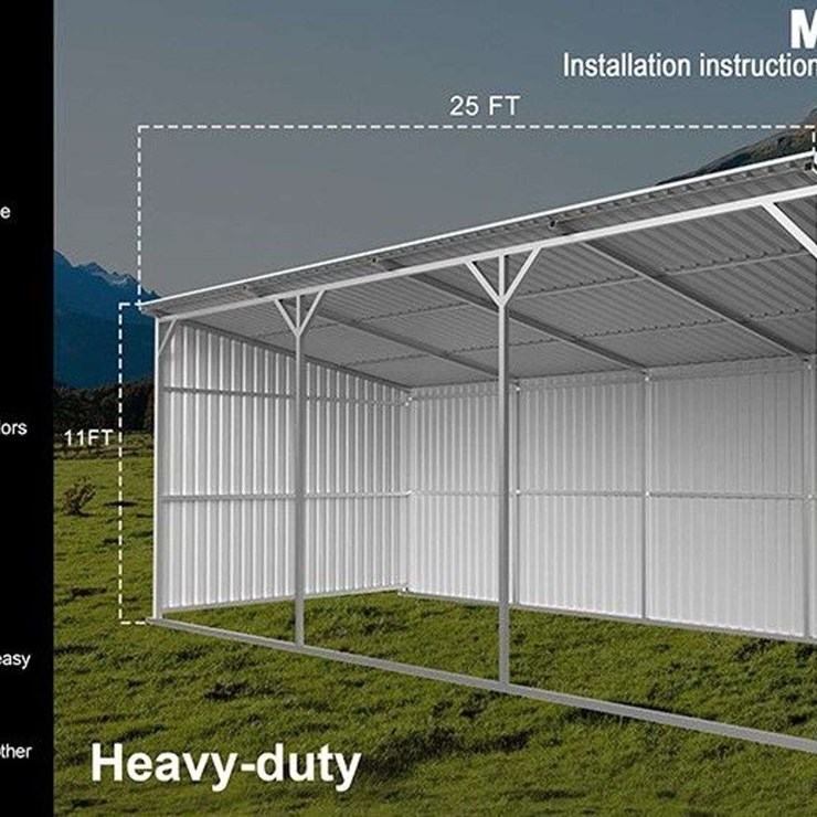 25FTx12FT Livestock Metal Shed