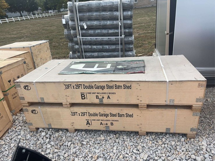 unused-kj-33’-x-25’-x-14’-double-garage-steel-barn-shed-image-1