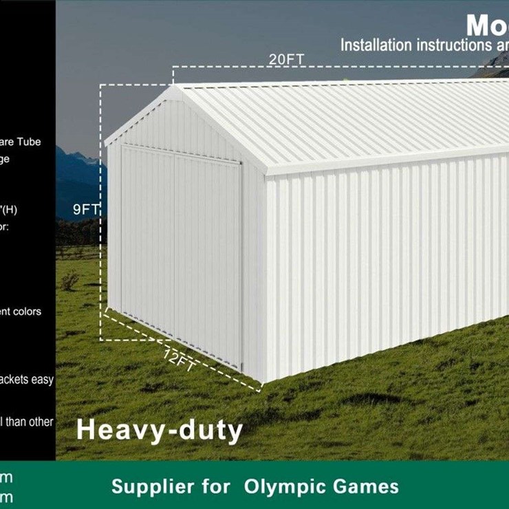 12ftx20ft Single Garage Metal Shed