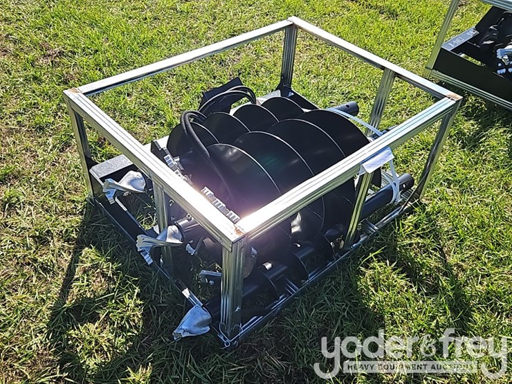 unused-jct-hydraulic-auger-drive-c/w-quick-attach-bits,-9",-12",-18",-special-alloy-bits-to-suit-skidsteer-image-1