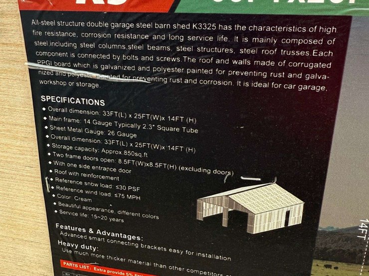 unused-kj-33’-x-25’-x-14’-double-garage-steel-barn-shed-image-7