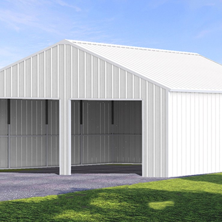 KJ Heavy Duty 23' x 22' Double Garage Metal Shed w/ Side Door Entrance, M/N K2223, Unused