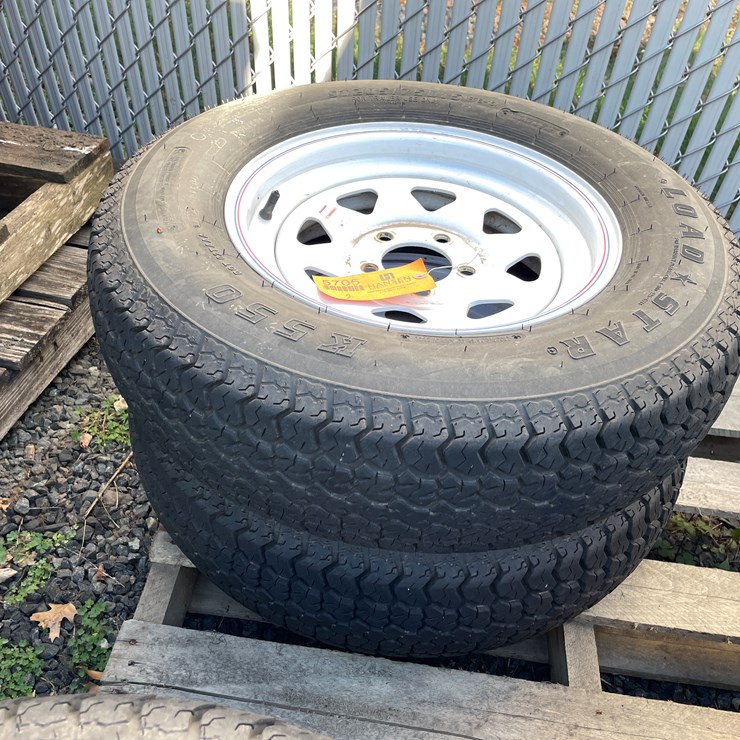 #5705 • (2) ST205/75D15 Tires on 5-Bolt Rims