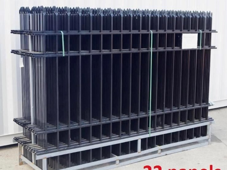 [22]-aboss-9.5'-x-6.25'-unleaded-powder-coated-wrought-iron-site-fence-panels-w/-(23)-posts-&-hard..-image-1