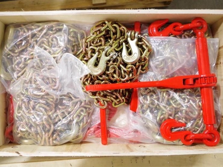 aboss-ratchet-binders-&-chains:-(5)-binders-&-(5)-5/16"-x-20'-chains-w/-grab-hooks,-unused-image-1