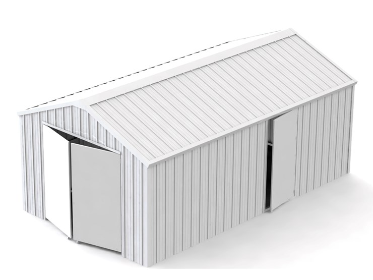kj-12'-x-20'-heavy-duty-single-garage-metal-shed,-m/n-k1220,-unused-image-1