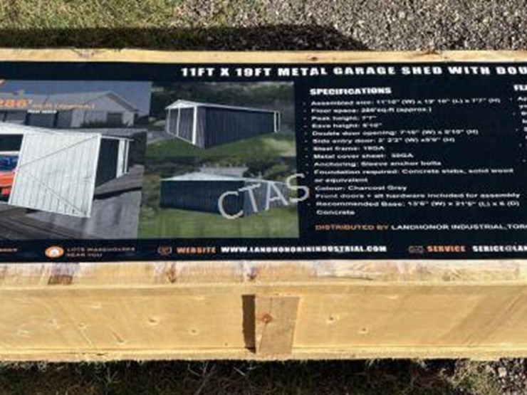 #8-•-11'-x-19'-metal-garage-shed-w/-double-front-doors-image-1
