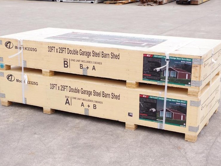 kj-heavy-duty-33'-x-25'-double-garage-steel-barn-shed,-m/n-k3325g,-unused-image-2