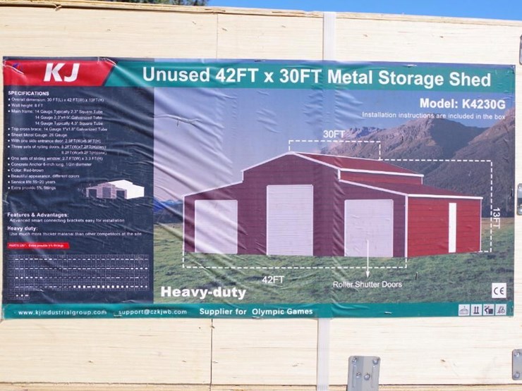 kj-heavy-duty-42'-x-30'-metal-storage-shed,-m/n-k4230g,-unused-image-3
