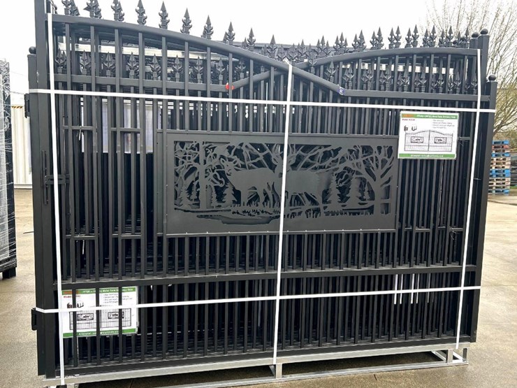 kj-heavy-duty-20'l-x-7'h-bi-parting-metal-driveway-gate, galvanized-&-powder-coated,-unused-image-3
