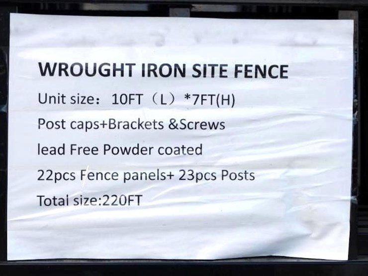 [22]-aboss-9.5'-x-6.25'-unleaded-powder-coated-wrought-iron-site-fence-panels-w/-(23)-posts-&-hard..-image-2
