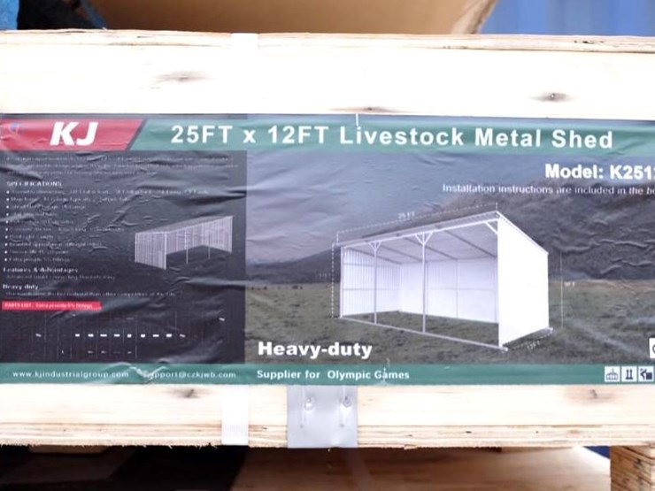 kj-heavy-duty-25'-x-12'-livestock-metal-shed,-m/n-k2512,-unused-image-5