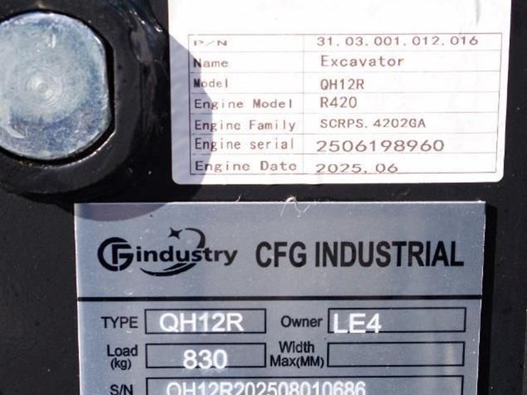 2025-cfg-industrial-qh12r-mini-excavator,-gasoline-engine,-unused-image-2