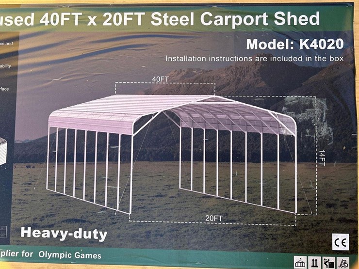 kj-heavy-duty-40'-x-20'-steel-carport-shed,-m/n-k4020,-unused-image-5