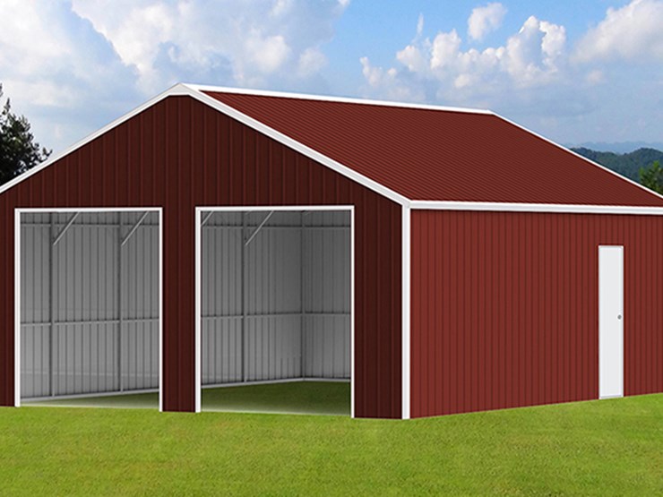kj-heavy-duty-45'-x-25'-double-garage-steel-barn-shed-w/-side-door-entrance,-m/n-k4525g,-unused-image-1