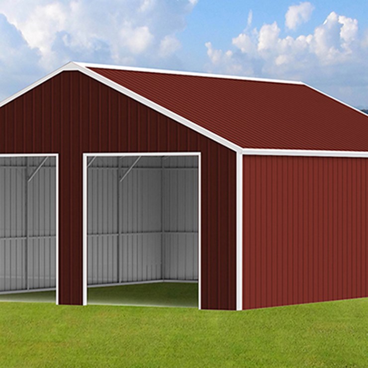 KJ Heavy Duty 45' x 25' Double Garage Steel Barn Shed w/ Side Door Entrance, M/N K4525G, Unused
