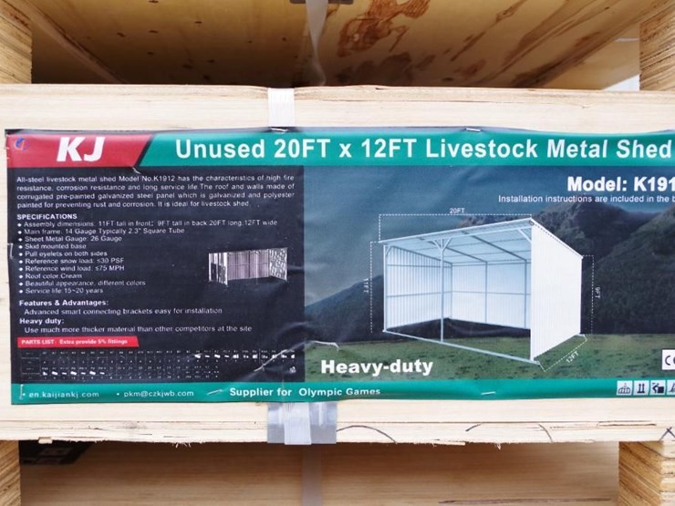 kj-heavy-duty-20'-x-12'-livestock-metal-shed,-m/n-k1912,-unused-image-4
