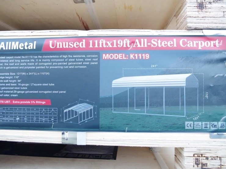 allmetal-11'-x-19'-all-steel-carport,-m/n-k1119,-unused-image-3