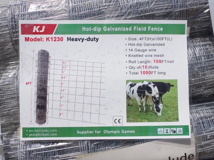 [10]-kj-heavy-duty-4'h-x-100'l-rolls-hot-dip-galvanized-field-fence,-m/n-k1230,-unused-image-4