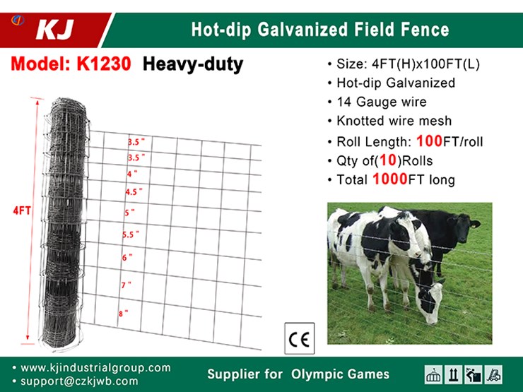 [10]-kj-heavy-duty-4'h-x-100'l-rolls-hot-dip-galvanized-field-fence,-m/n-k1230,-unused-image-2